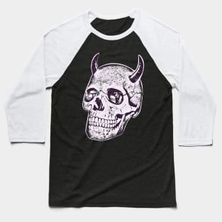 Horned Skull In Pink Baseball T-Shirt